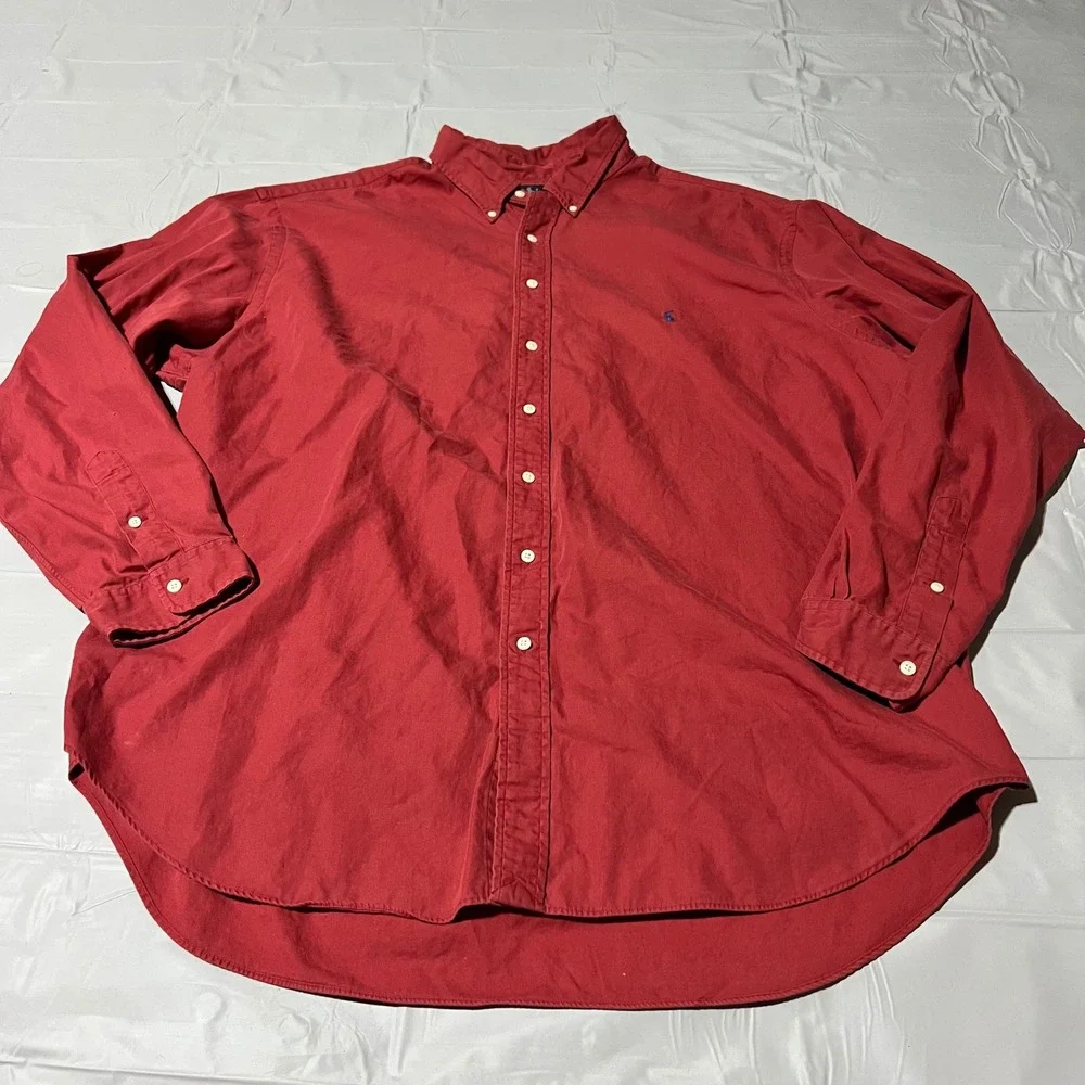 Polo Ralph Lauren Mens 3XLT Red Classic Fit Button Down Shirt Long Sleeve Cotton